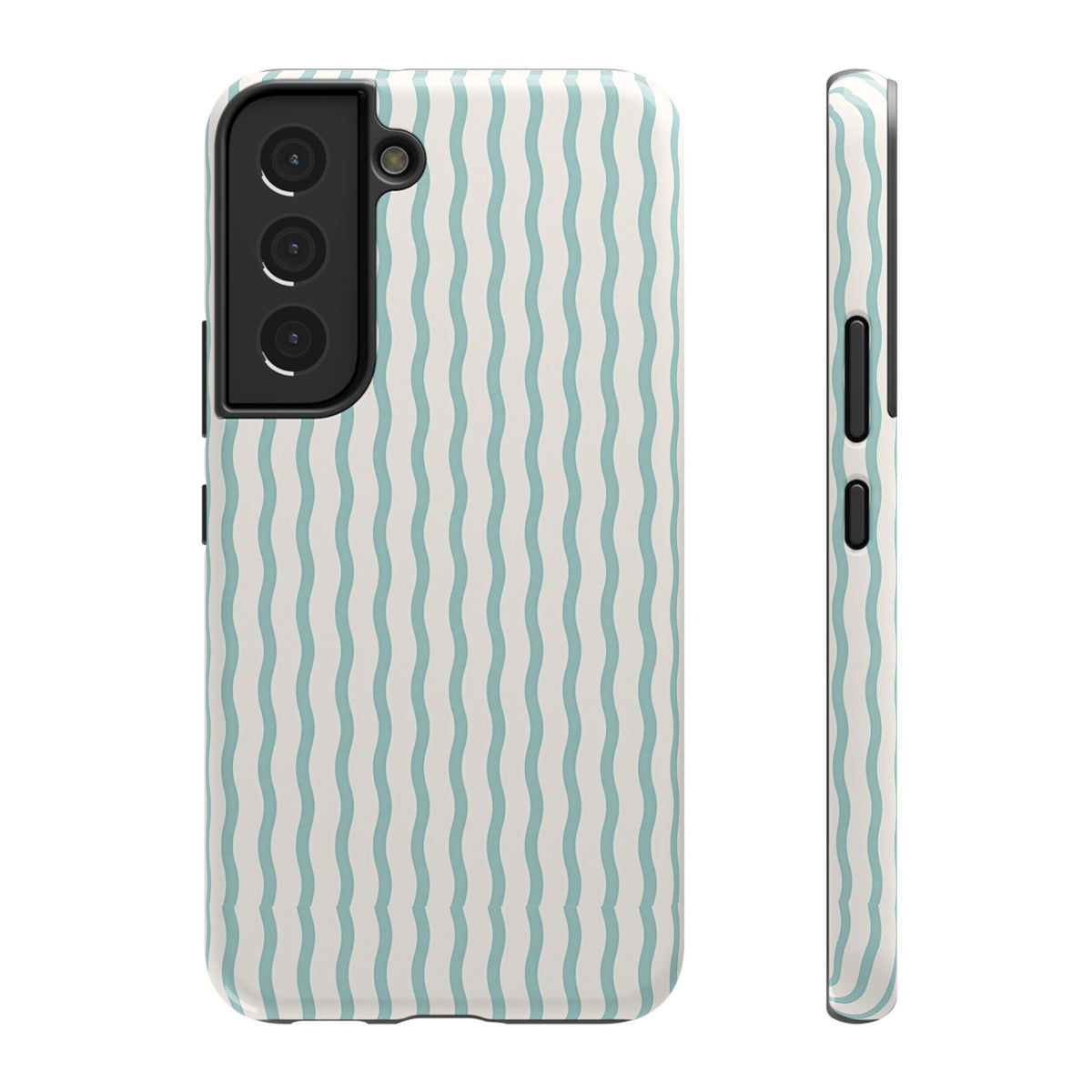 Mint Wave Stripe protective phone case for Samsung Galaxy S22, glossy finish
