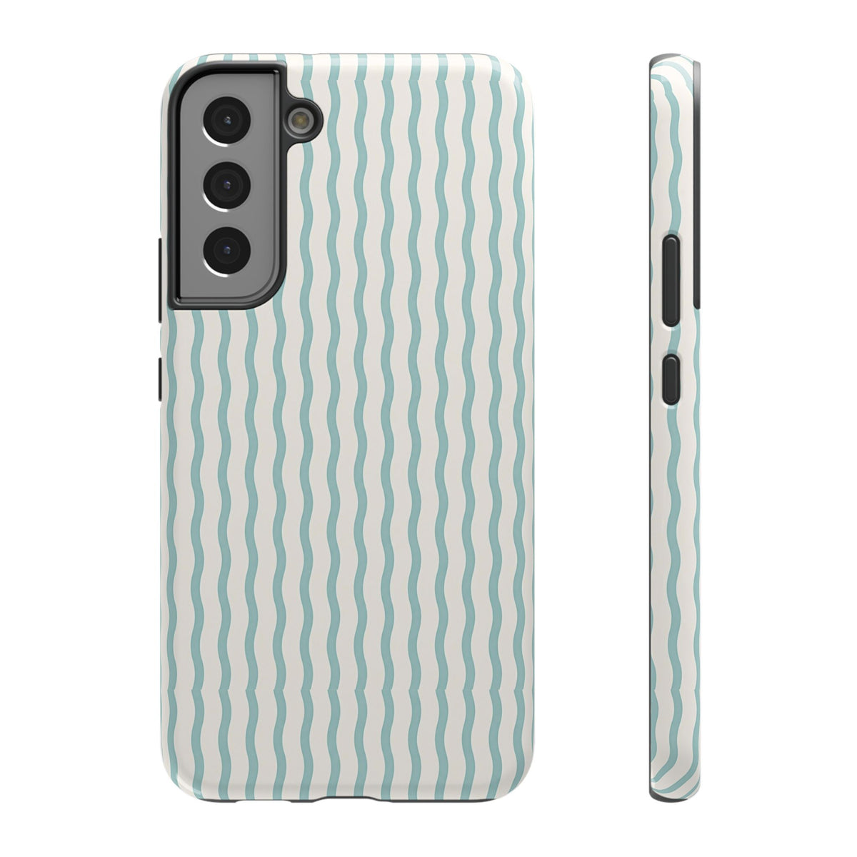 Mint Wave Stripe protective phone case for Samsung Galaxy S22 Plus, glossy finish