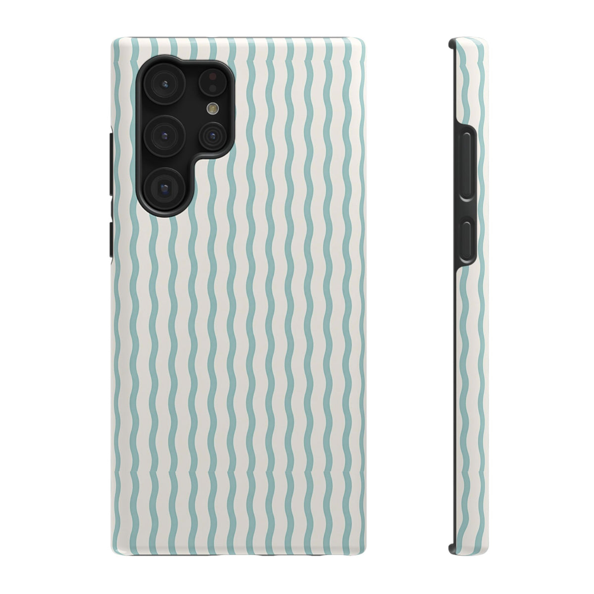 Mint Wave Stripe protective phone case for Samsung Galaxy S22 Ultra, glossy finish