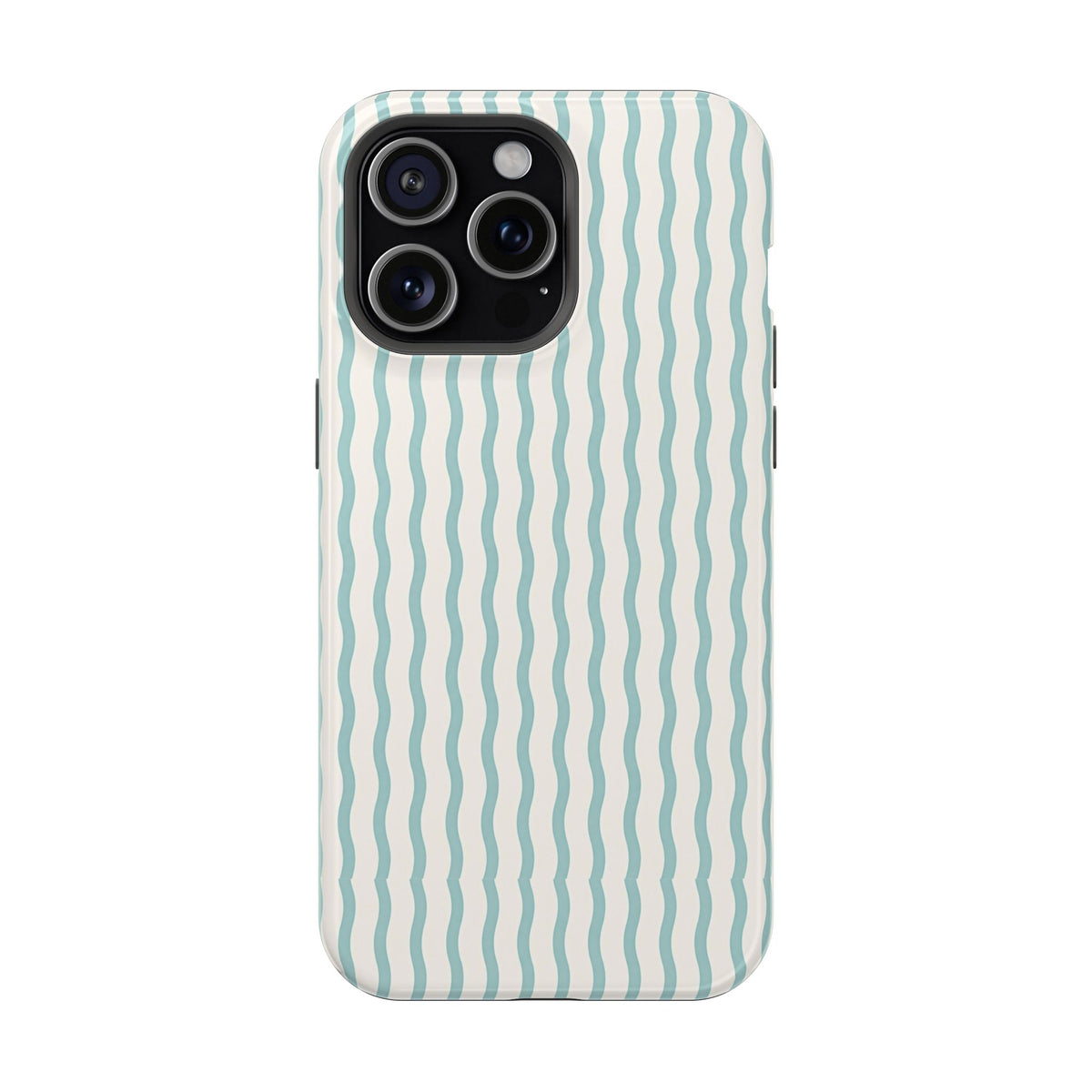 Mint Wave Stripe protective phone case for iPhone 15 Pro Max, glossy finish