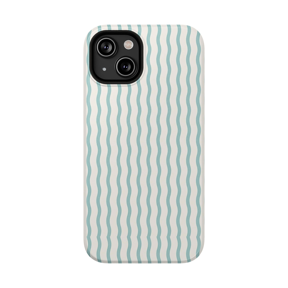Mint Wave Stripe protective phone case for iPhone 14, glossy finish