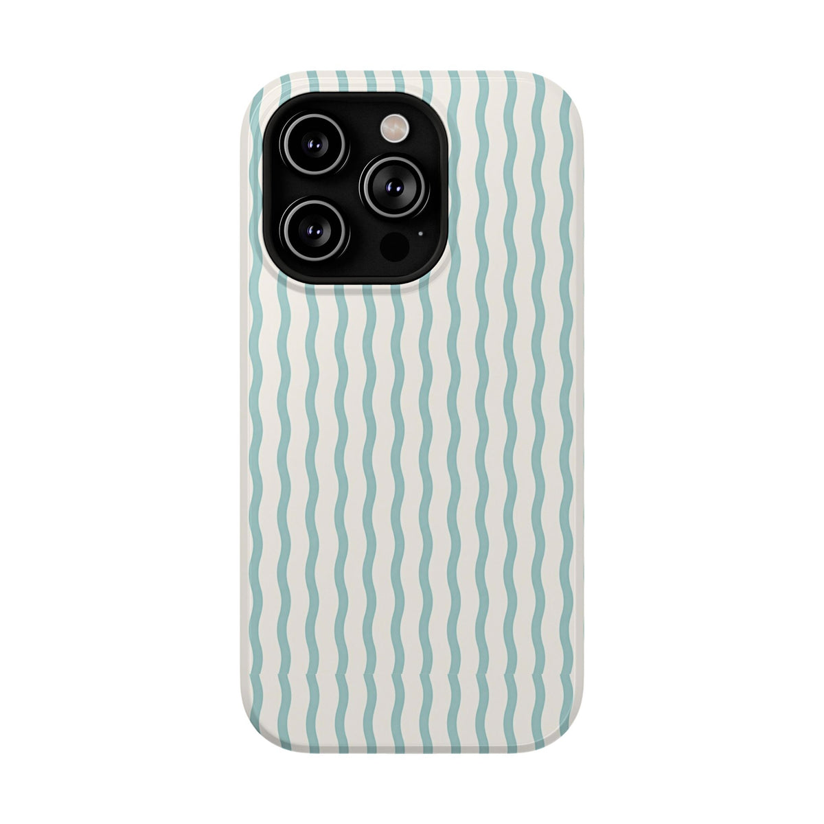 Mint Wave Stripe protective phone case for iPhone 14 Pro, glossy finish