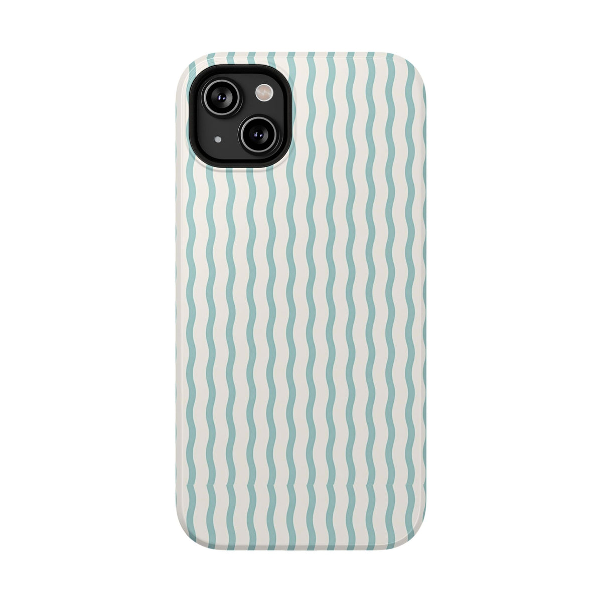 Mint Wave Stripe protective phone case for iPhone 14 Plus, glossy finish