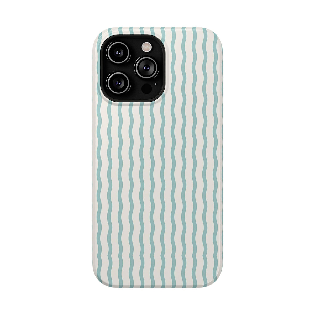 Mint Wave Stripe protective phone case for iPhone 14 Pro Max, glossy finish