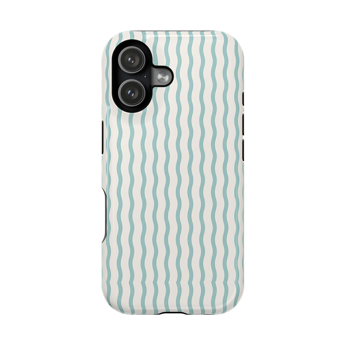 Mint Wave Stripe protective phone case for iPhone 17, glossy finish