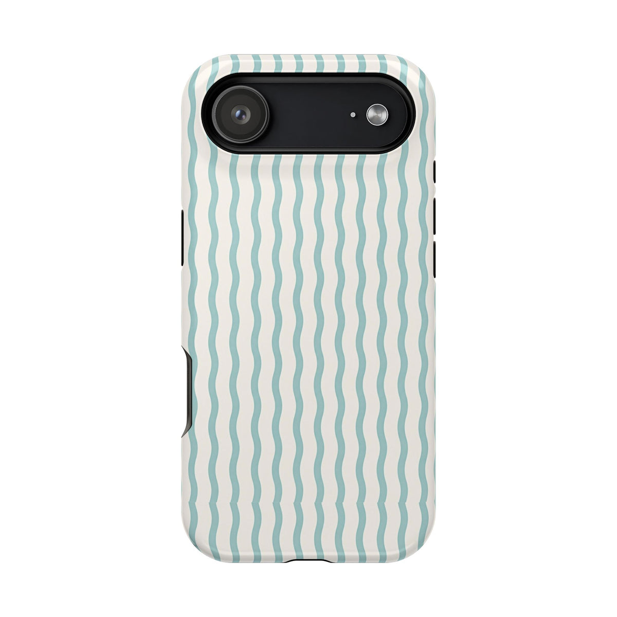 Mint Wave Stripe protective phone case for iPhone 17 Air, glossy finish