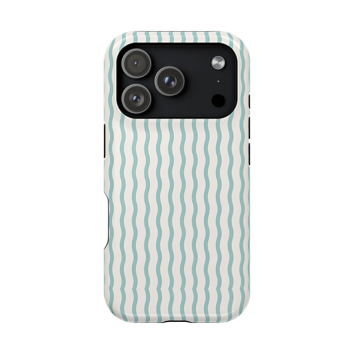 Mint Wave Stripe protective phone case for iPhone 17 Pro, glossy finish