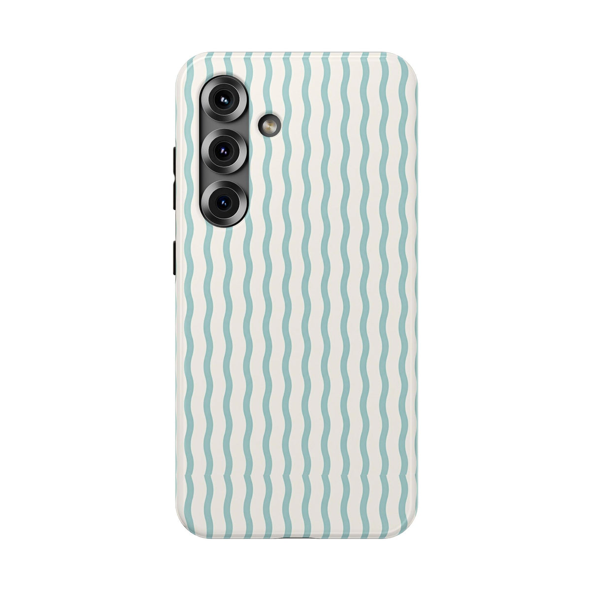 Mint Wave Stripe protective phone case for Samsung Galaxy S25, glossy finish