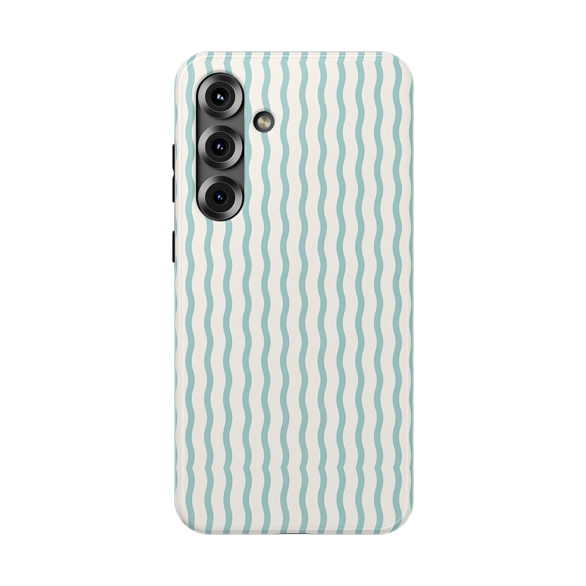 Mint Wave Stripe protective phone case for Samsung Galaxy S25 Plus, glossy finish