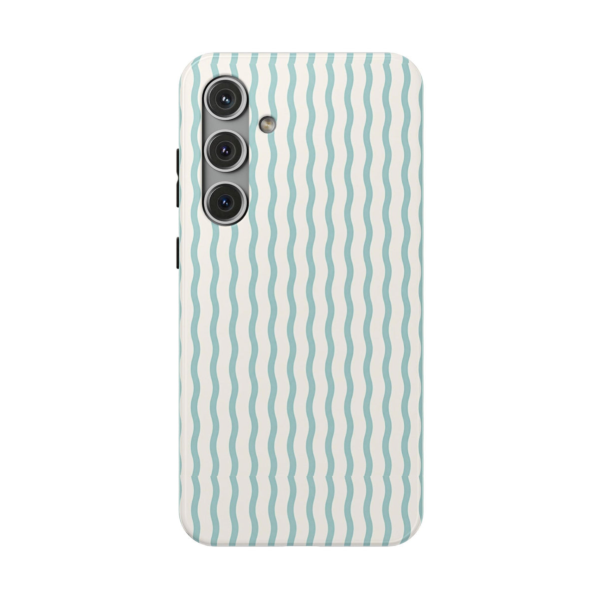 Mint Wave Stripe protective phone case for Samsung Galaxy S24 Plus, glossy finish