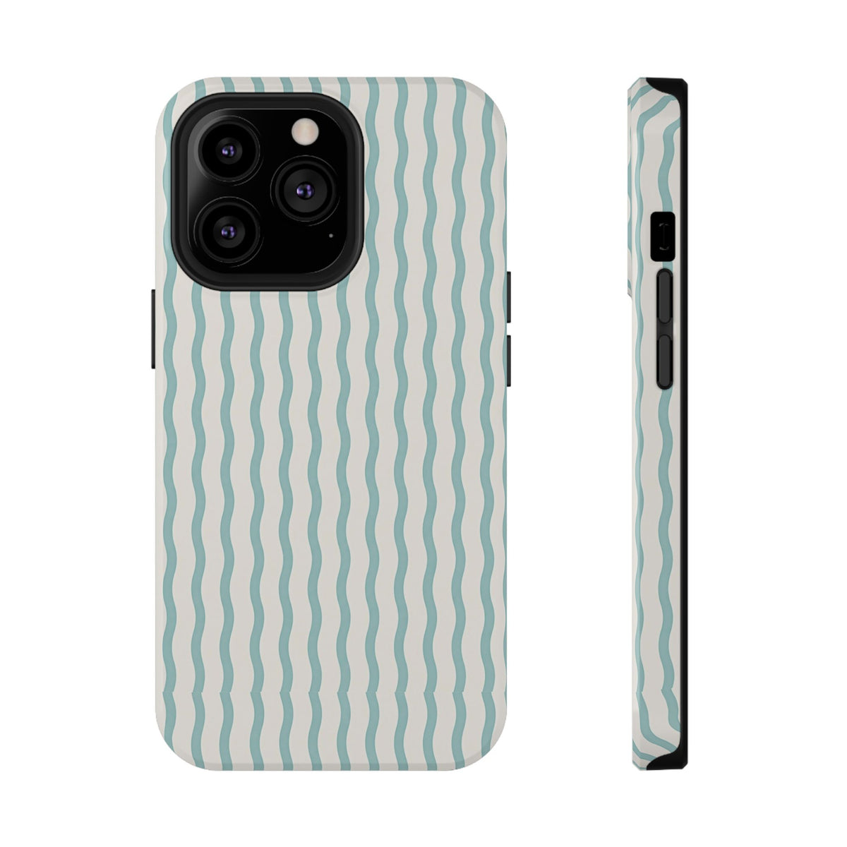 Mint Wave Stripe protective phone case for iPhone 13 Pro, glossy finish
