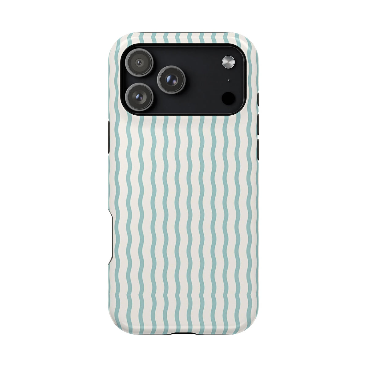 Mint Wave Stripe protective phone case for iPhone 18 Pro Max, glossy finish
