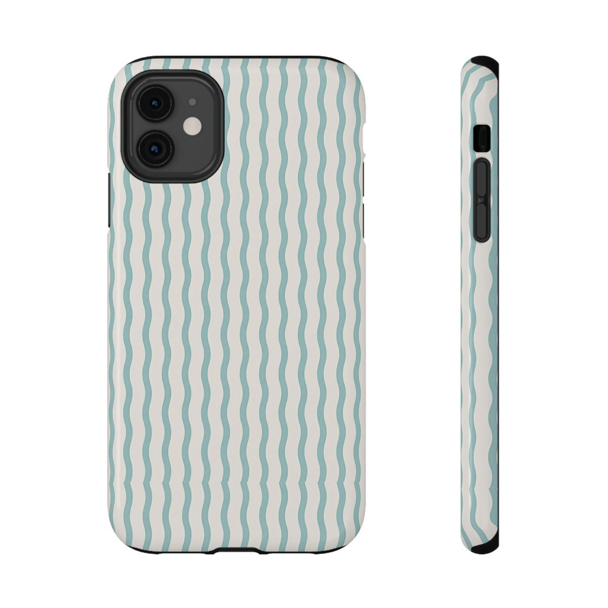 Mint Wave Stripe protective phone case for iPhone 11, glossy finish