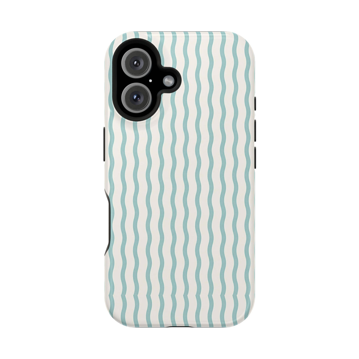 Mint Wave Stripe MagSafe case for iPhone 16, glossy finish