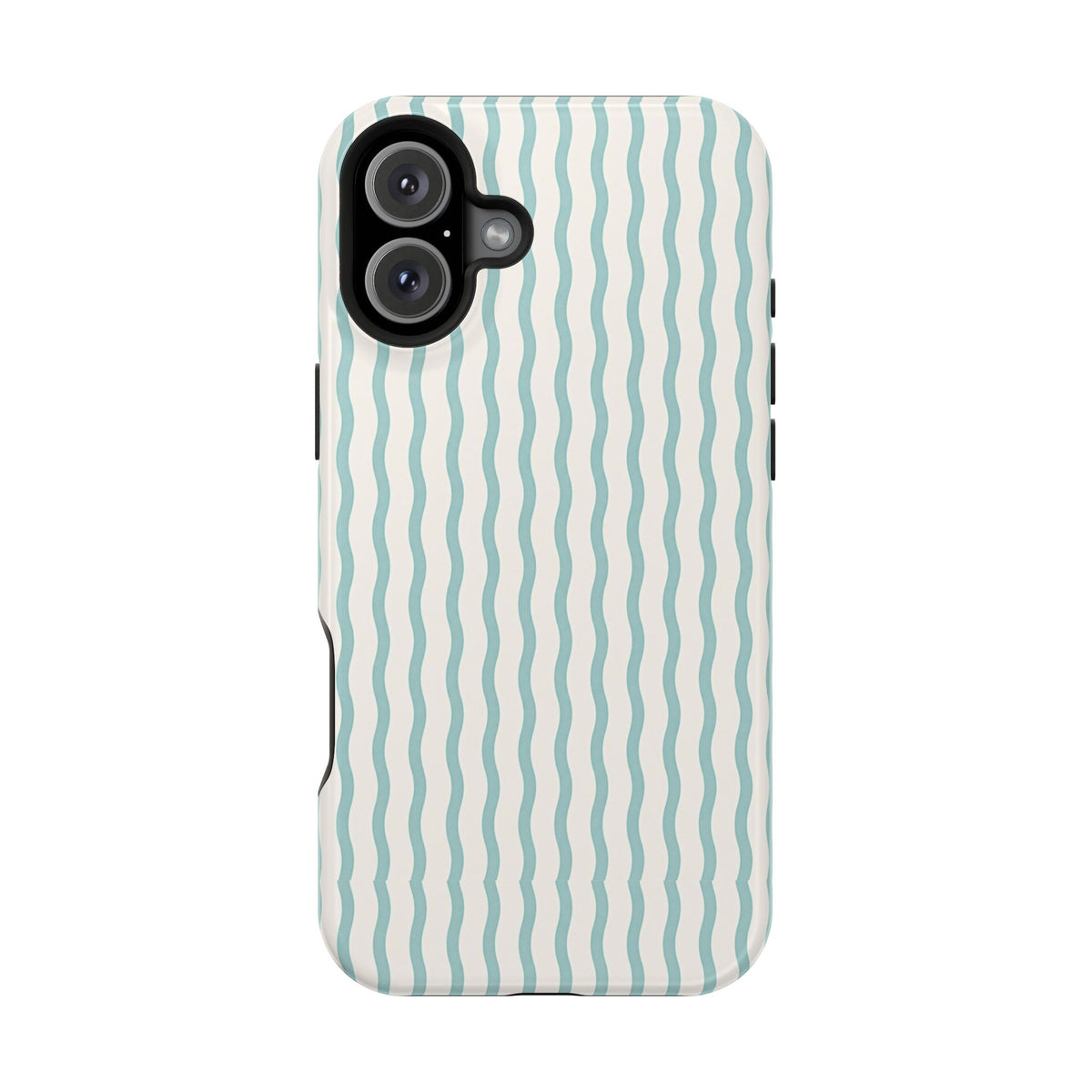 Mint Wave Stripe MagSafe case for iPhone 16 Plus, glossy finish