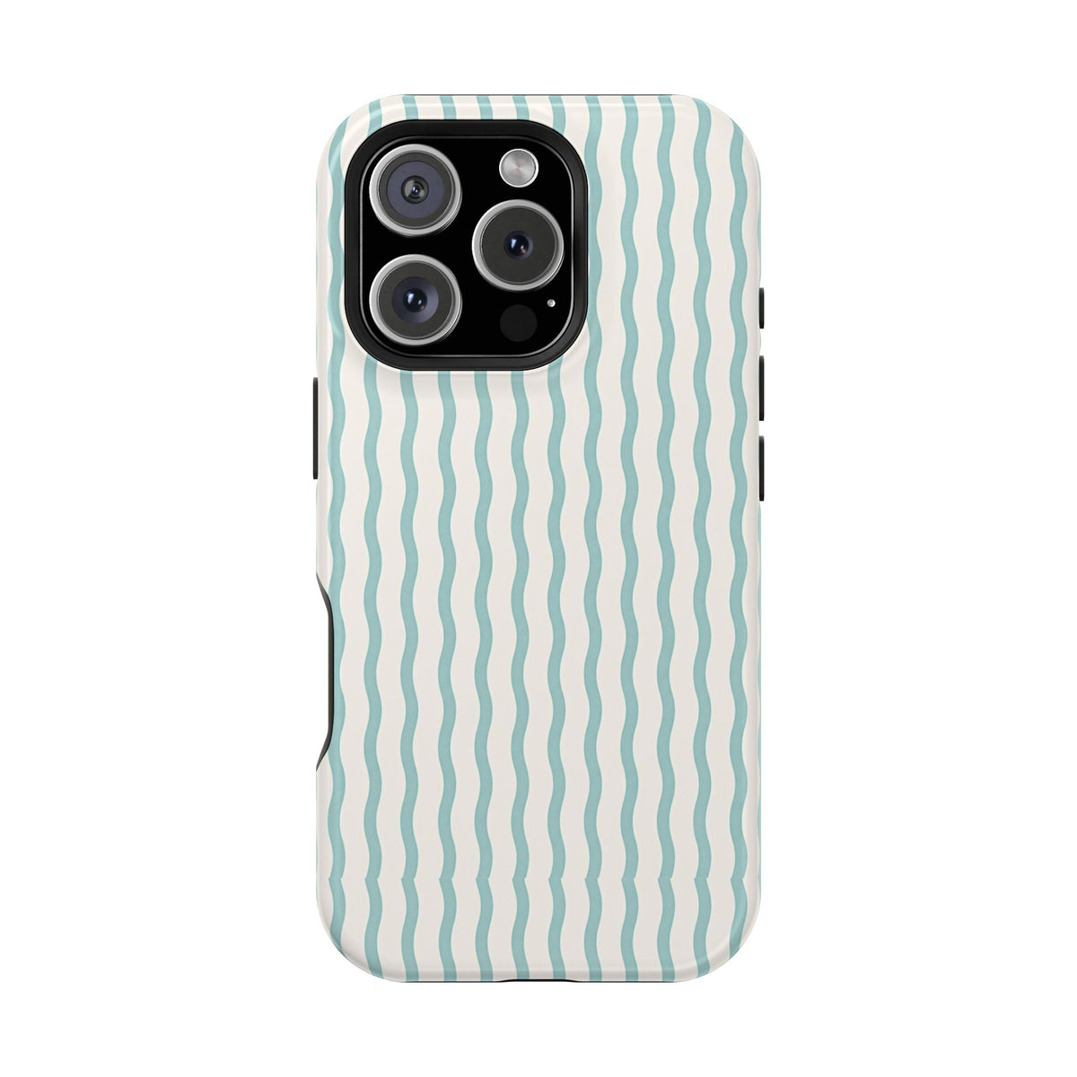 Mint Wave Stripe MagSafe case for iPhone 16 Pro, glossy finish