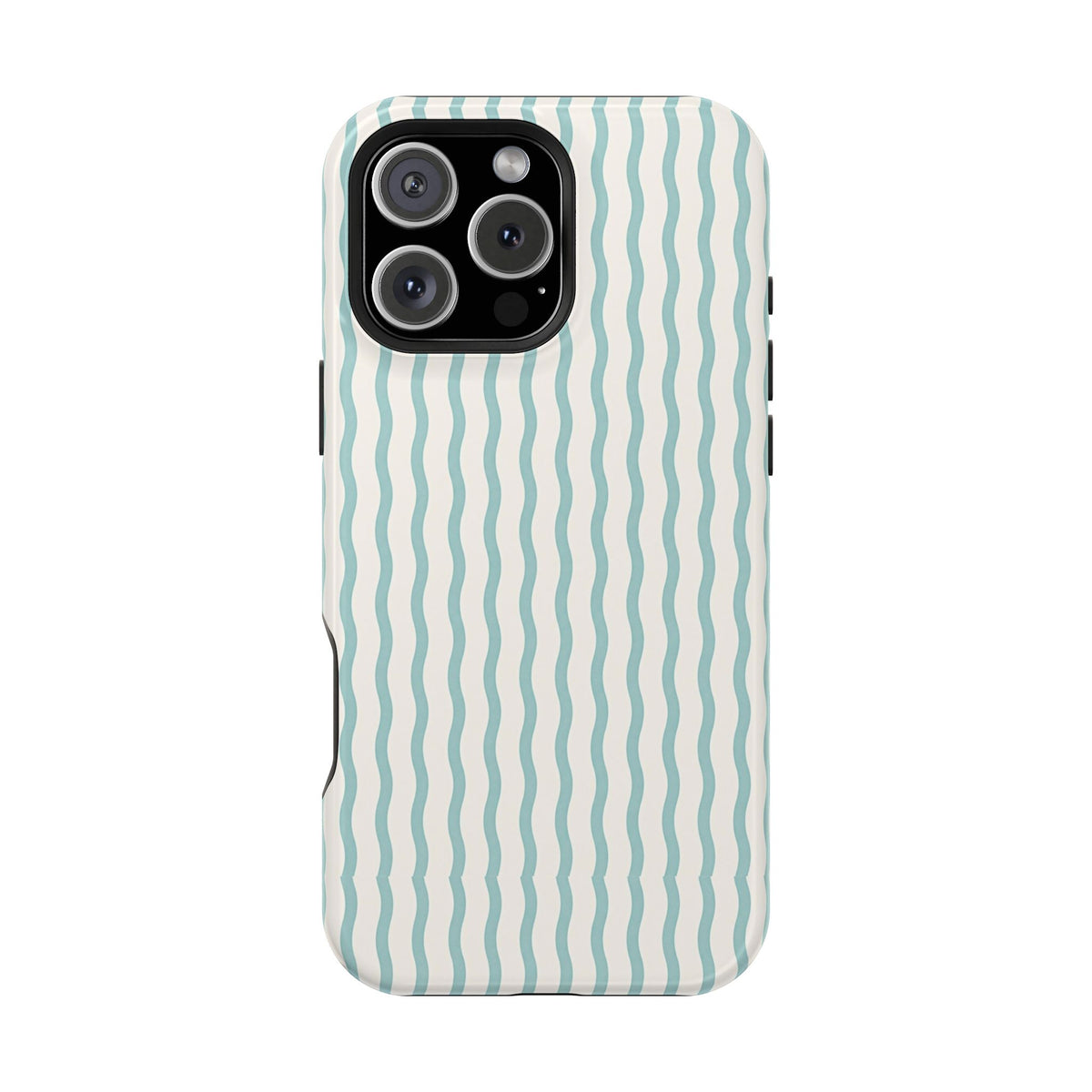 Mint Wave Stripe MagSafe case for iPhone 16 Pro Max, glossy finish
