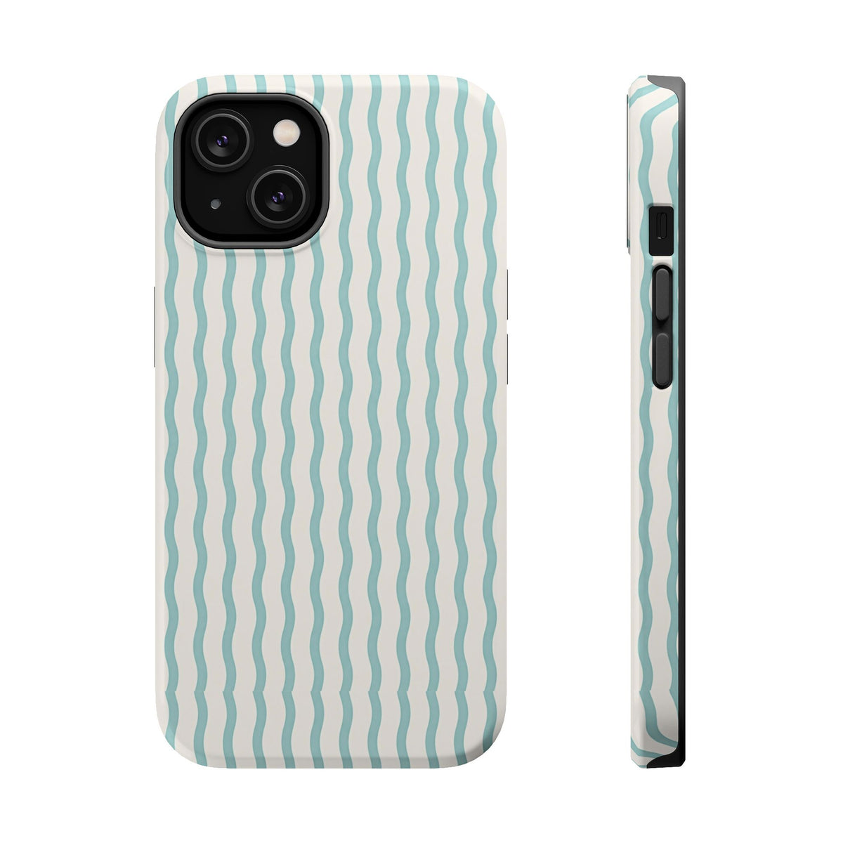 Mint Wave Stripe MagSafe case for iPhone 14, glossy finish