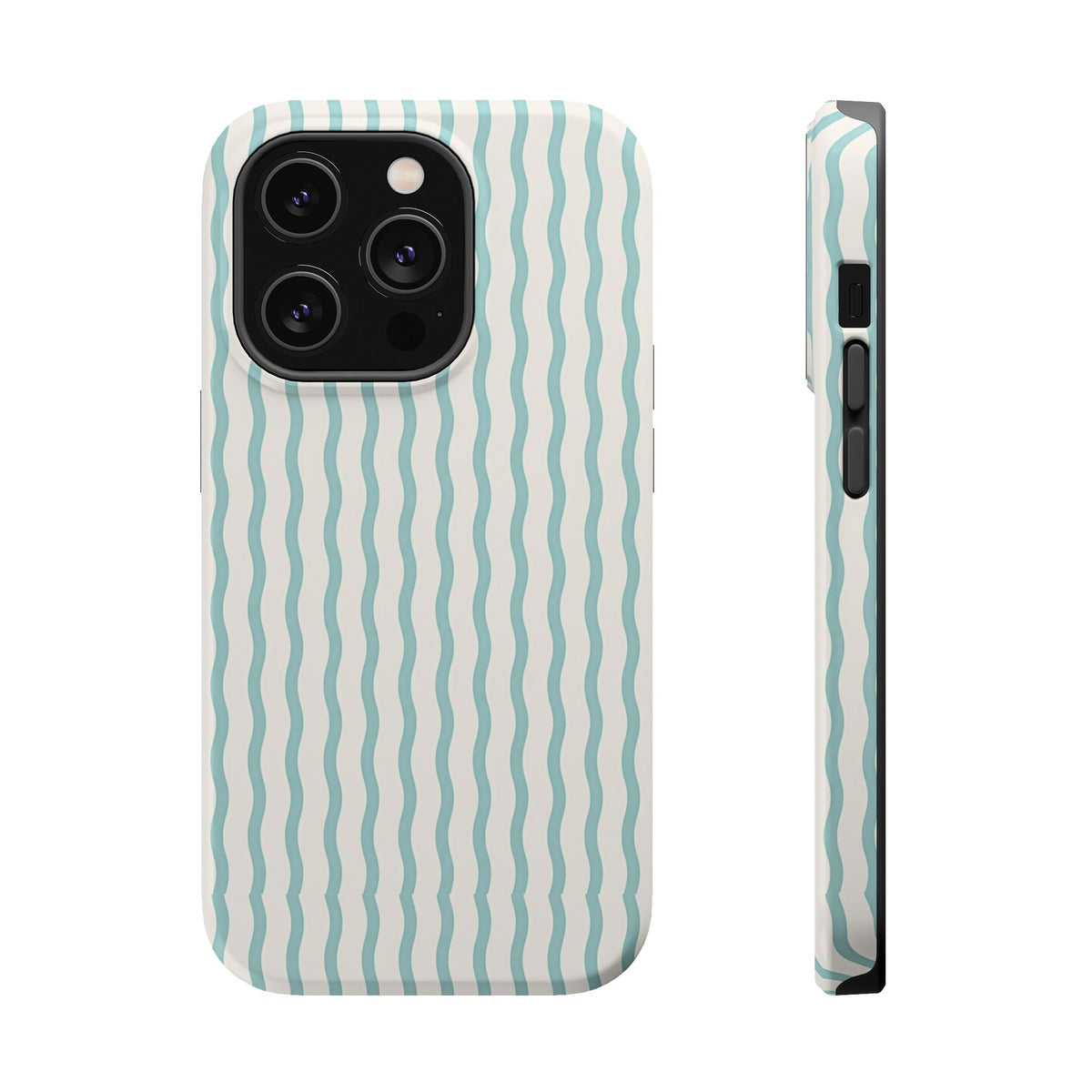 Mint Wave Stripe MagSafe case for iPhone 14 Pro, glossy finish