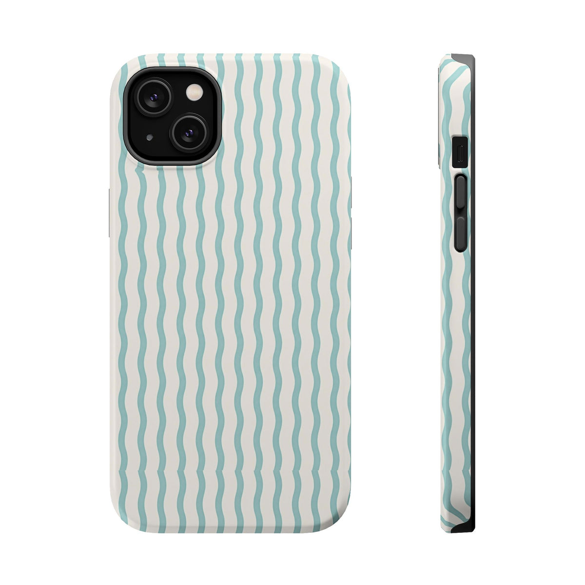 Mint Wave Stripe MagSafe case for iPhone 14 Plus, glossy finish
