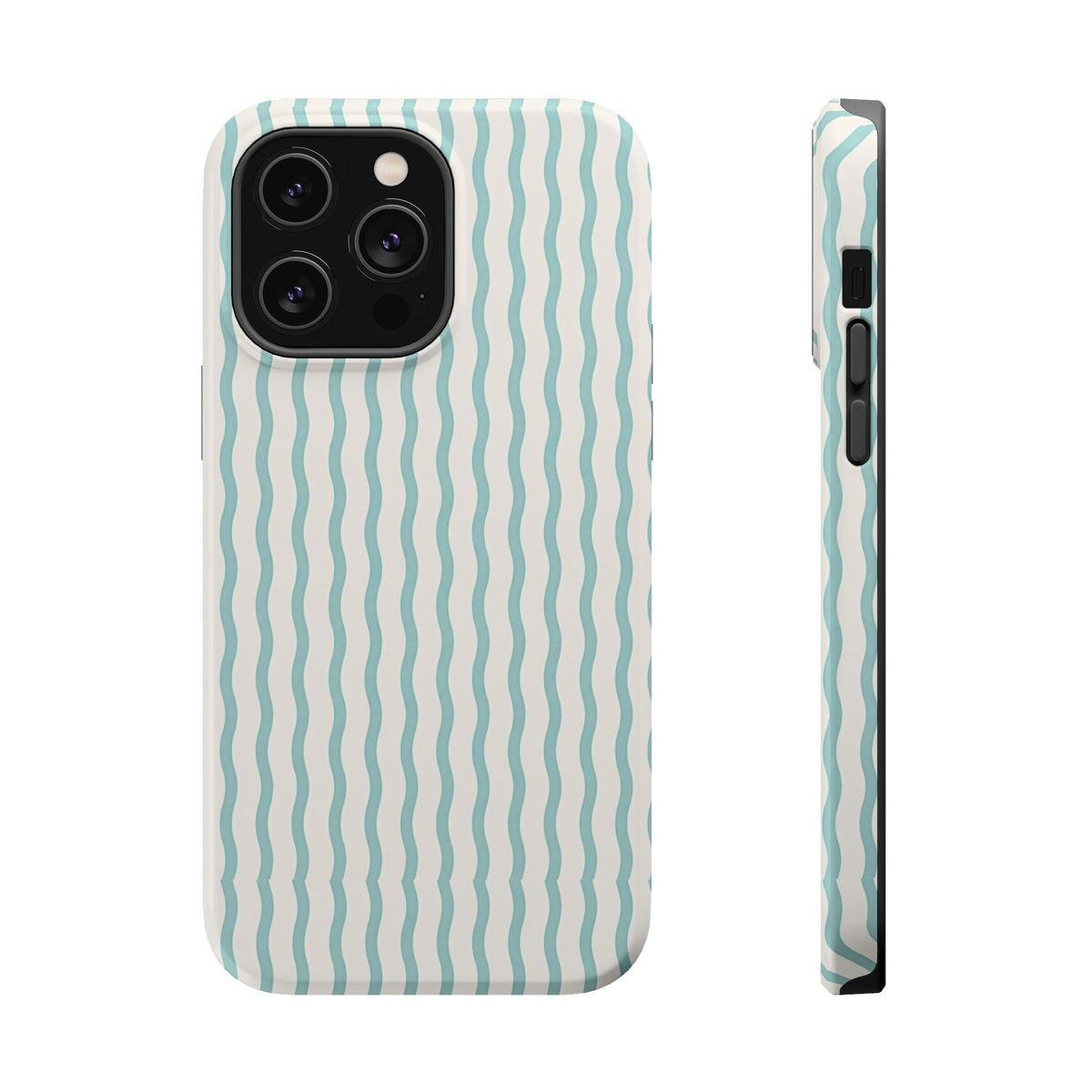 Mint Wave Stripe MagSafe case for iPhone 14 Pro Max, glossy finish