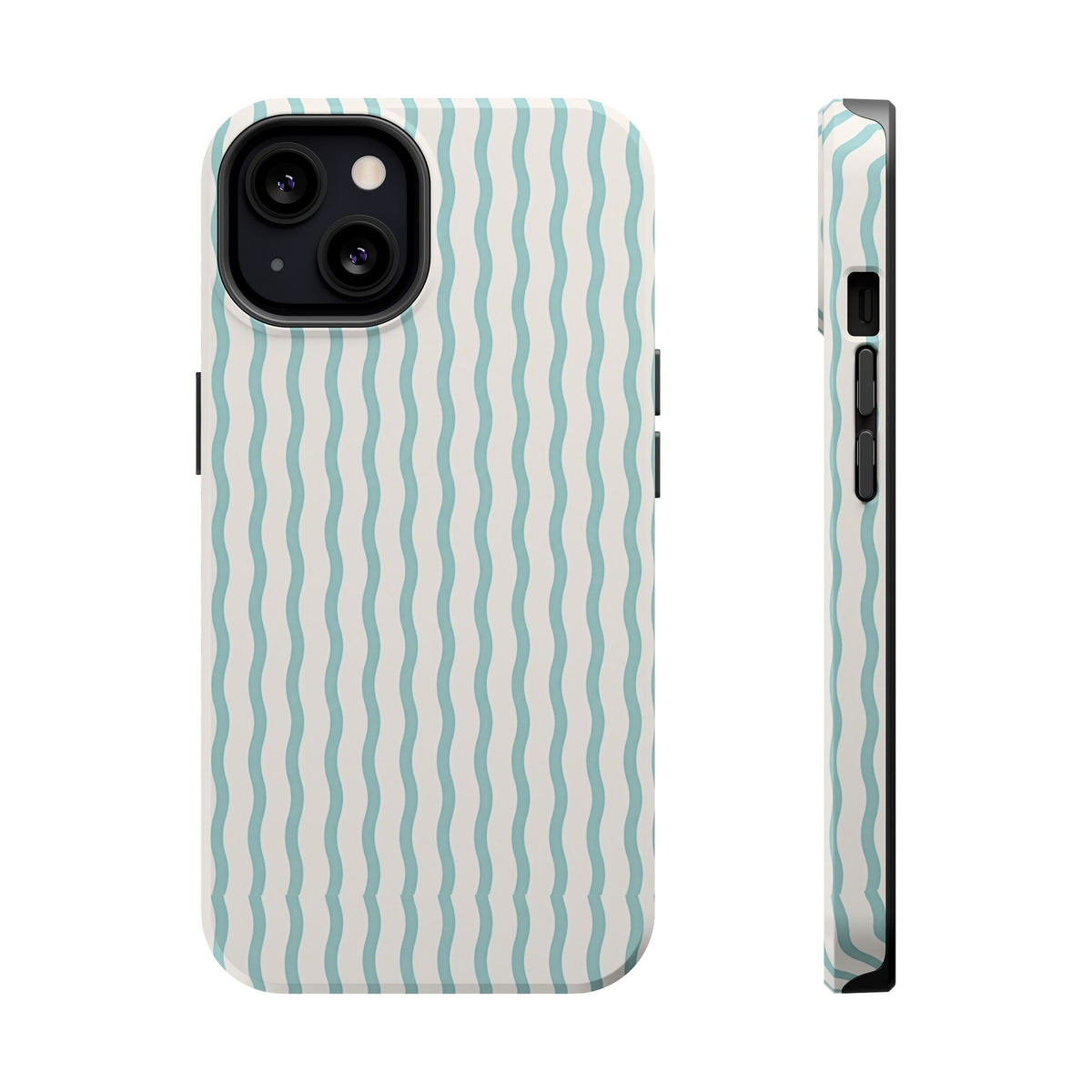 Mint Wave Stripe MagSafe case for iPhone 13, glossy finish