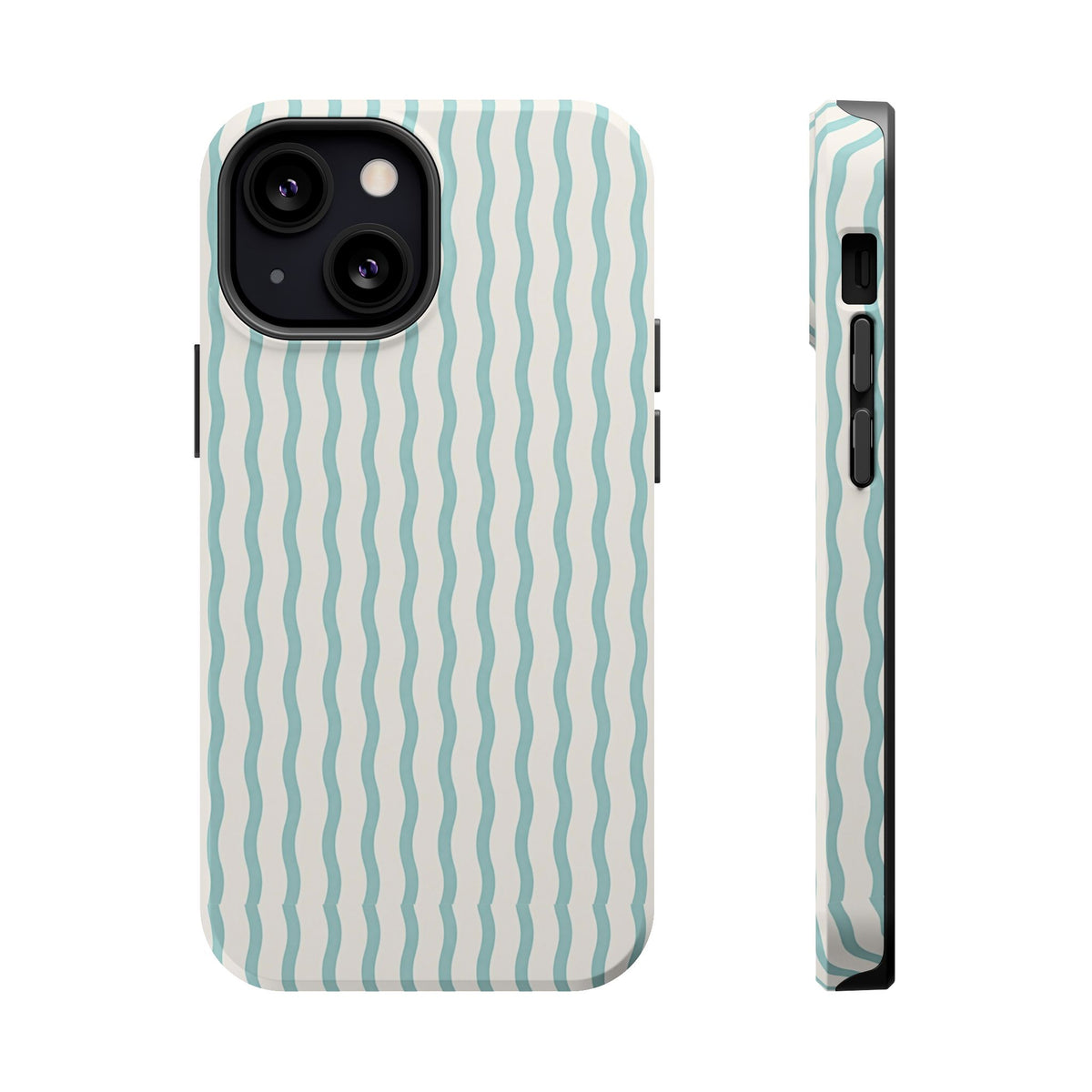 Mint Wave Stripe MagSafe case for iPhone 13 Mini, glossy finish