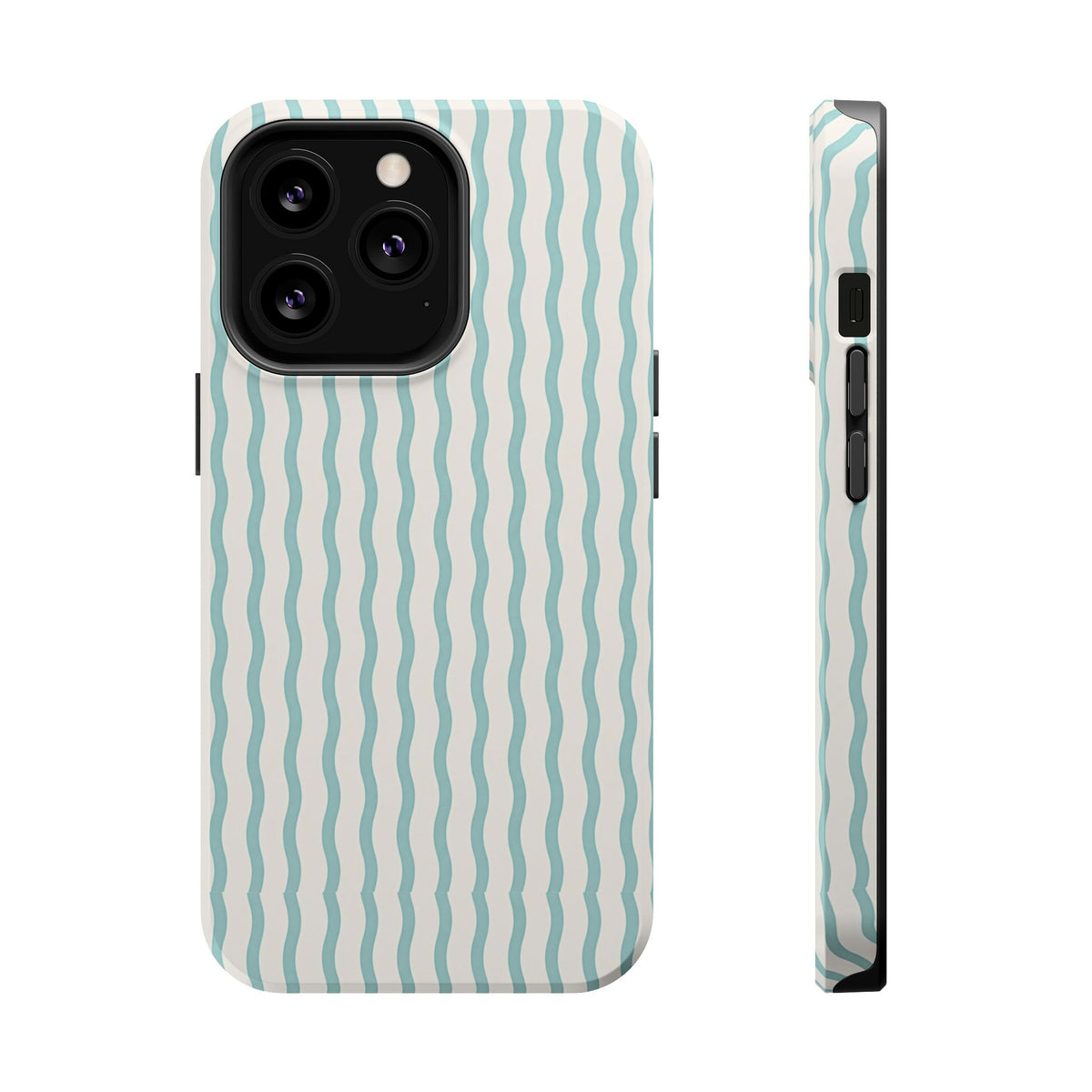 Mint Wave Stripe MagSafe case for iPhone 13 Pro, glossy finish