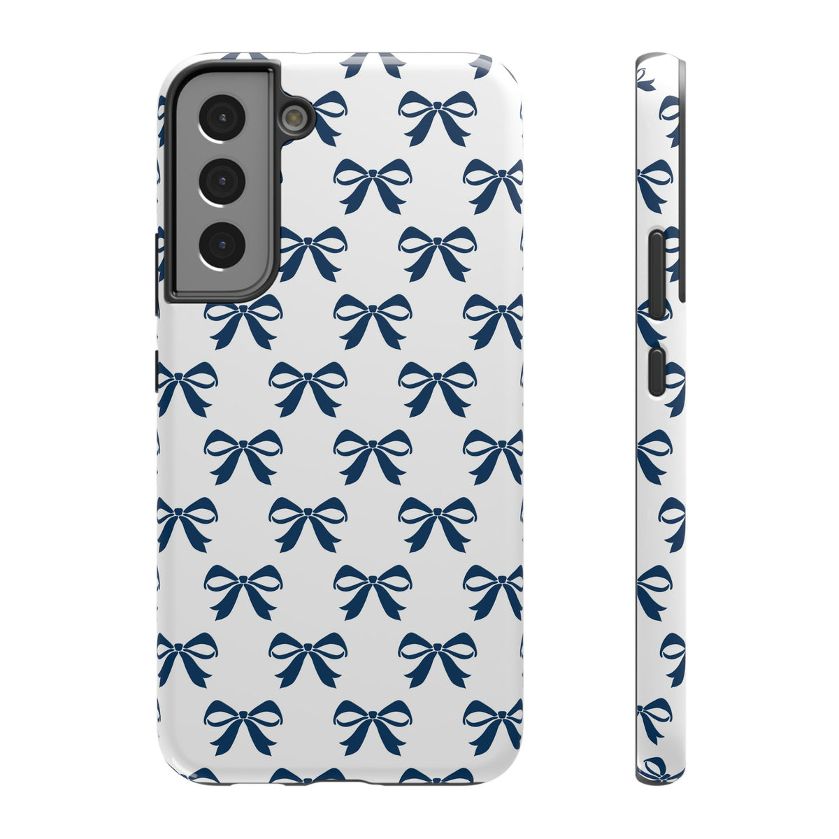 Navy Bow protective phone case for Samsung Galaxy S22 Plus, glossy finish