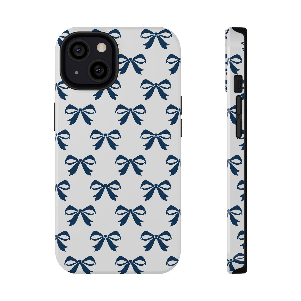 Navy Bow protective phone case for iPhone 13, glossy finish
