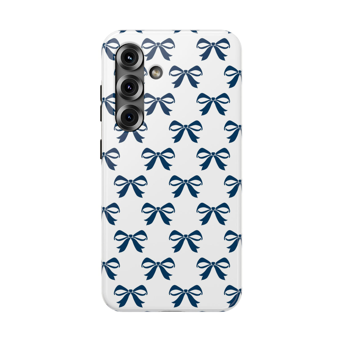 Navy Bow protective phone case for Samsung Galaxy S25, glossy finish