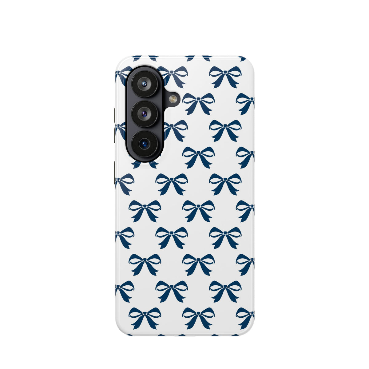 Navy Bow protective phone case for Samsung Galaxy S26, glossy finish