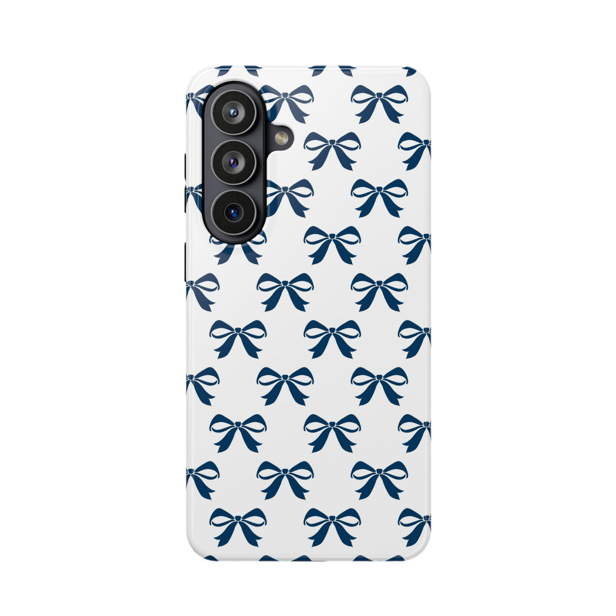 Navy Bow protective phone case for Samsung Galaxy S26 Plus, glossy finish