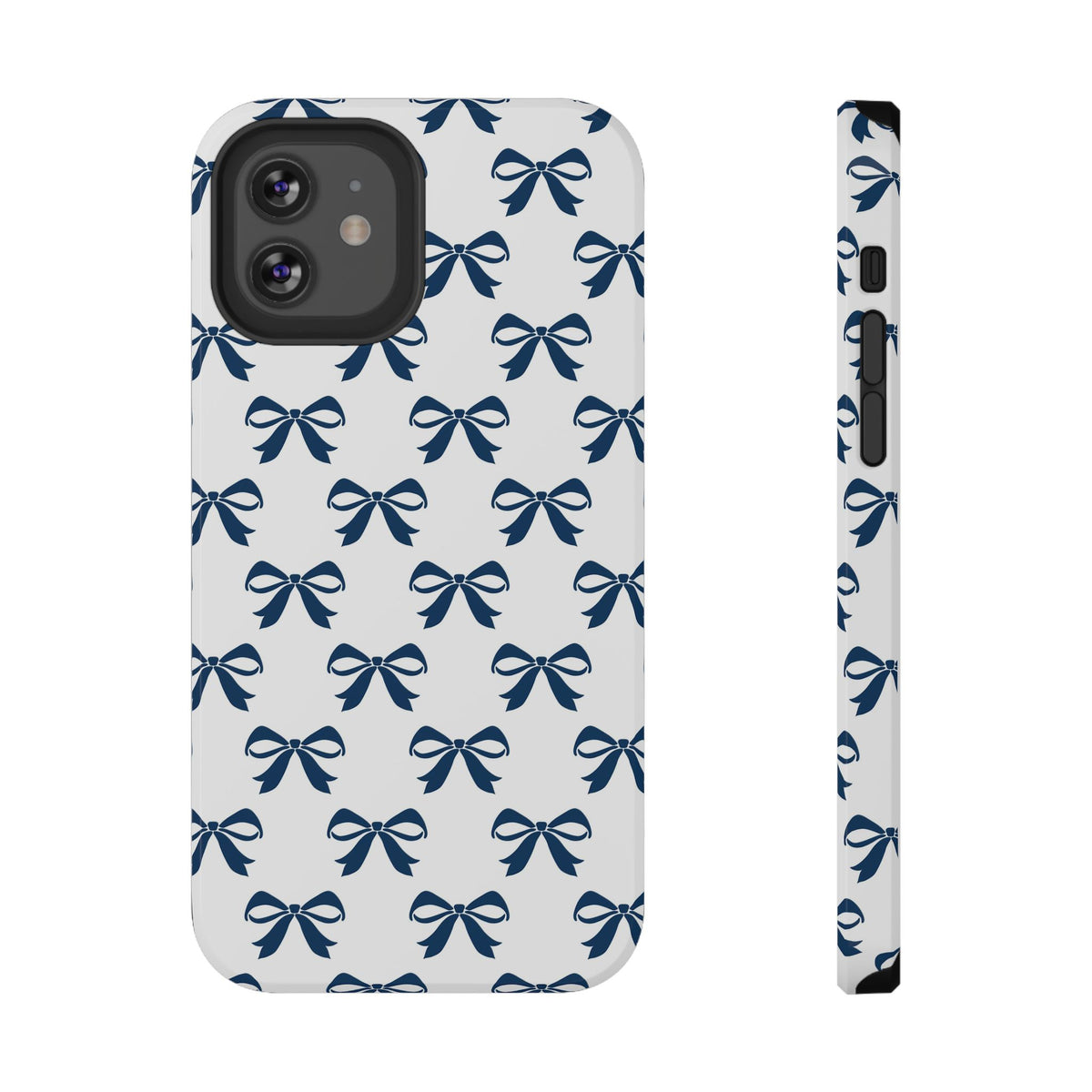 Navy Bow protective phone case for iPhone 12, glossy finish