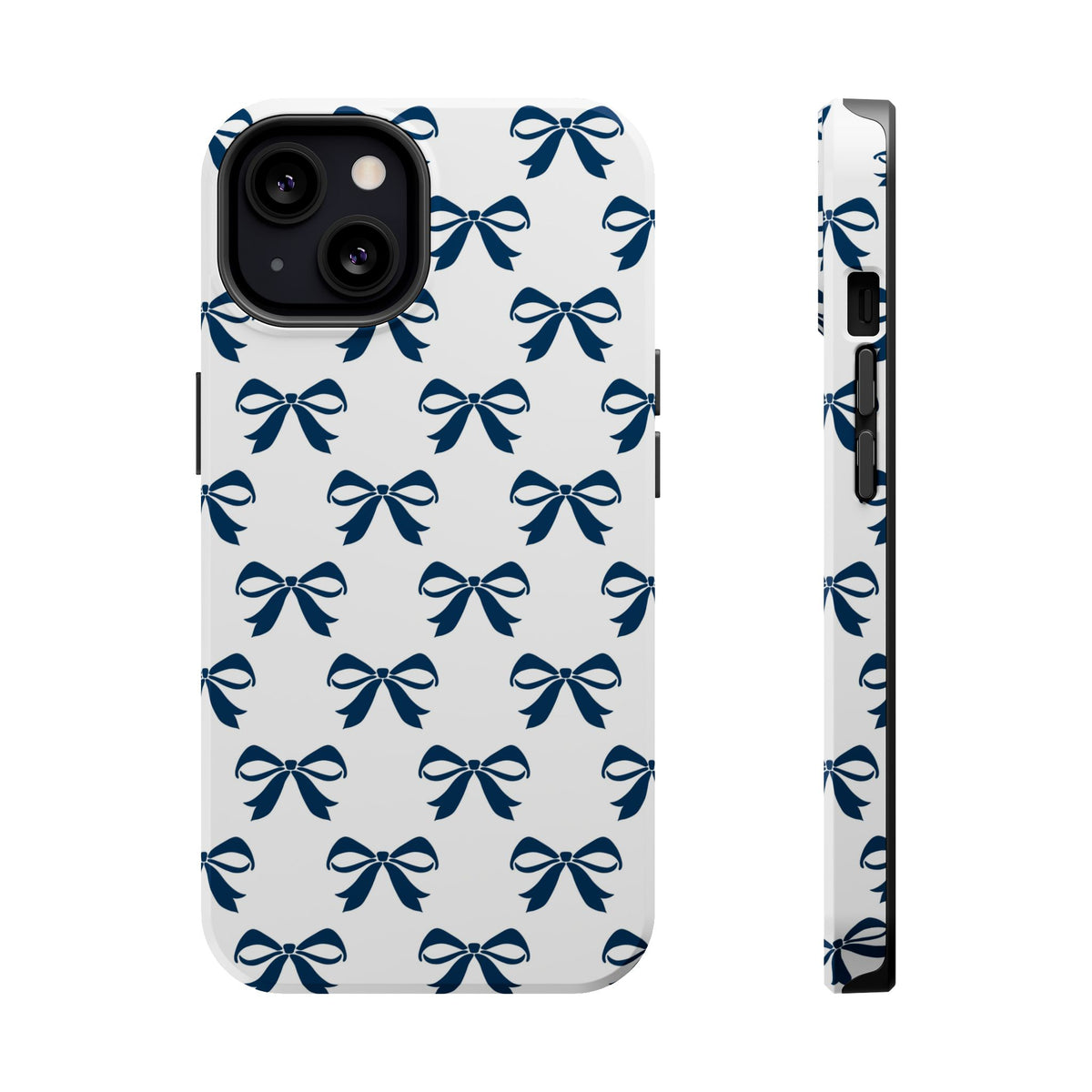 Navy Bow MagSafe case for iPhone 13, glossy finish