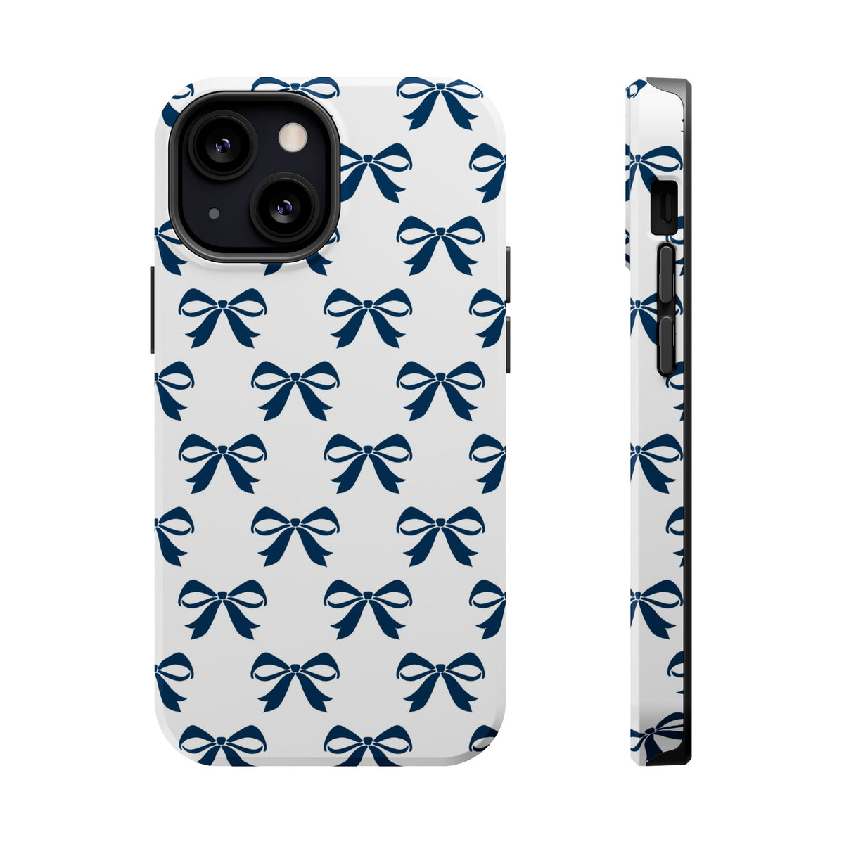 Navy Bow MagSafe case for iPhone 13 Mini, glossy finish
