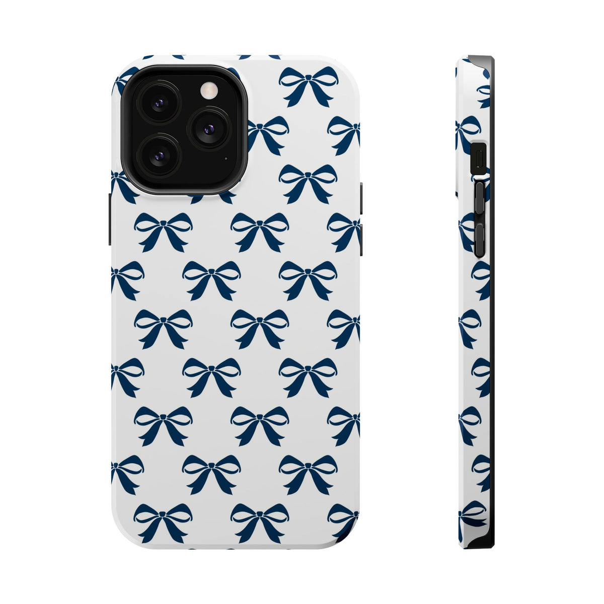 Navy Bow MagSafe case for iPhone 13 Pro Max, glossy finish