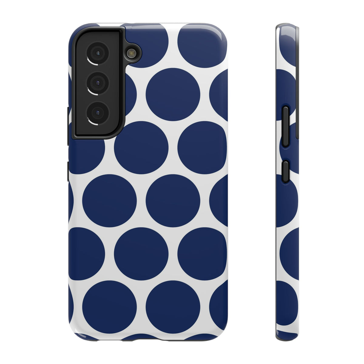 Navy Polka Dot protective phone case for Samsung Galaxy S22, glossy finish