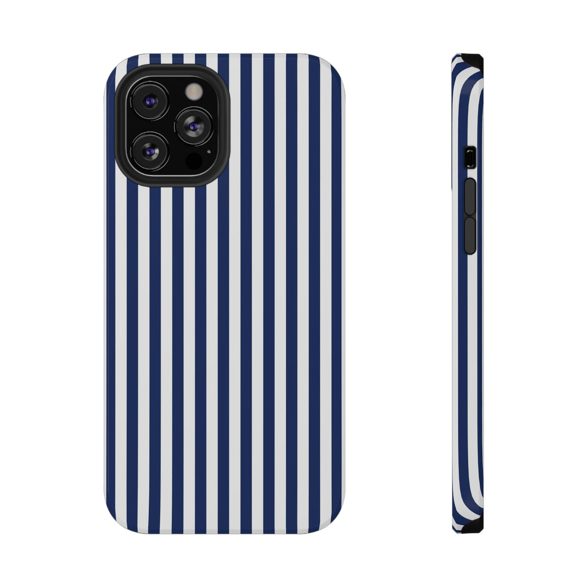 Navy Stripe protective phone case for iPhone 12 Pro Max, glossy finish