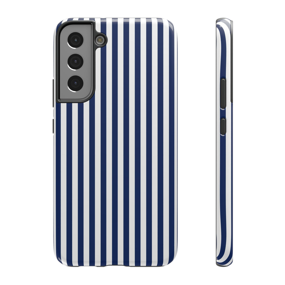 Navy Stripe protective phone case for Samsung Galaxy S22 Plus, glossy finish