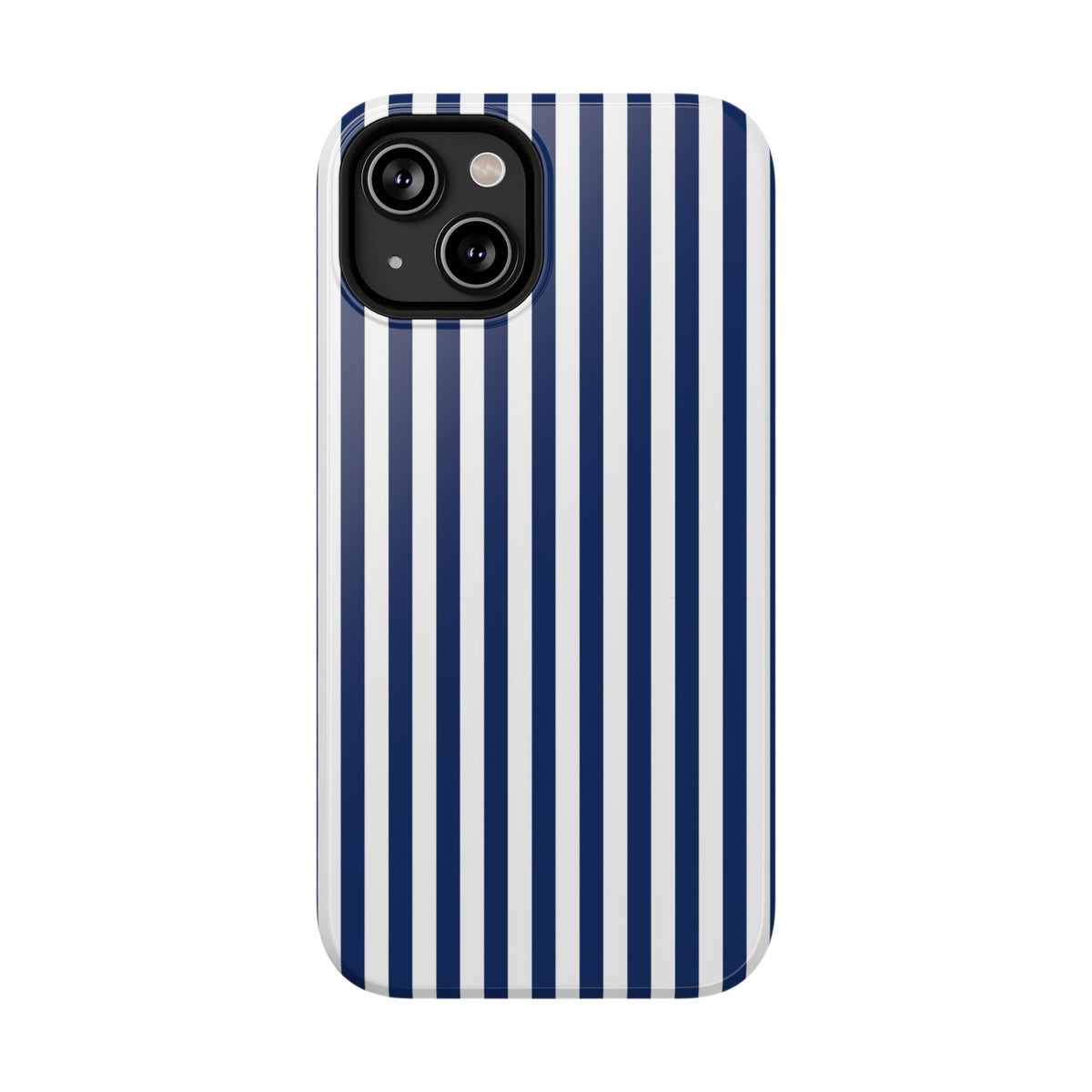 Navy Stripe protective phone case for iPhone 14, glossy finish