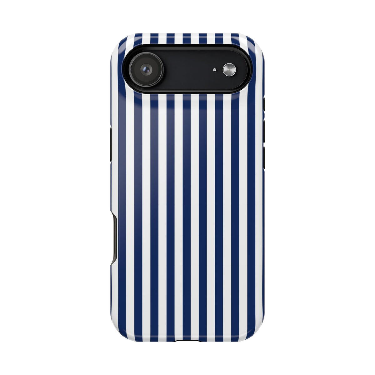 Navy Stripe protective phone case for iPhone 17 Air, glossy finish