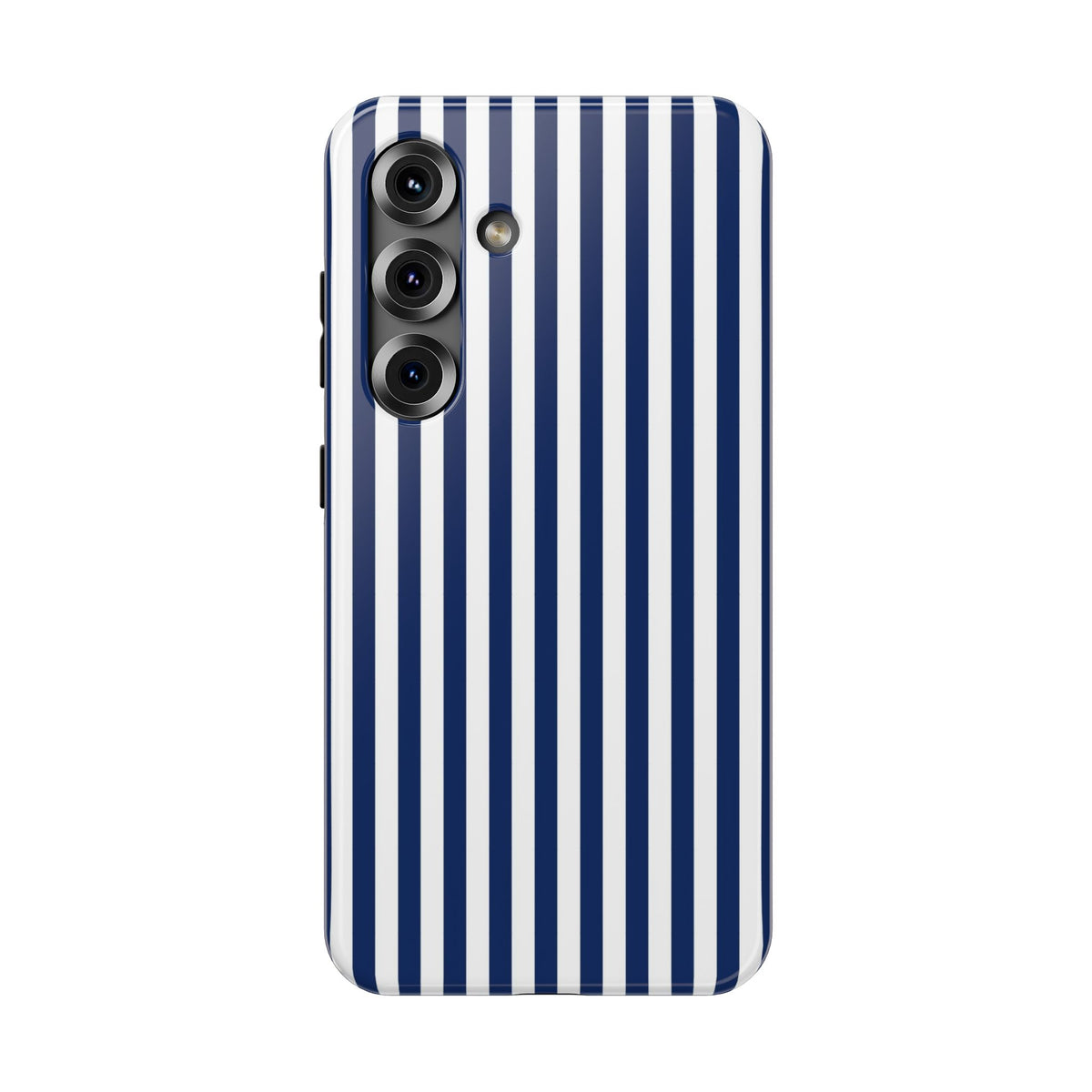 Navy Stripe protective phone case for Samsung Galaxy S25, glossy finish