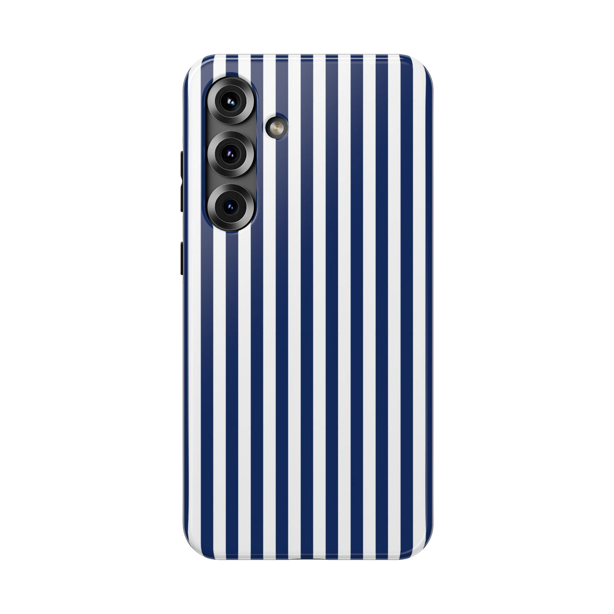 Navy Stripe protective phone case for Samsung Galaxy S25 Plus, glossy finish