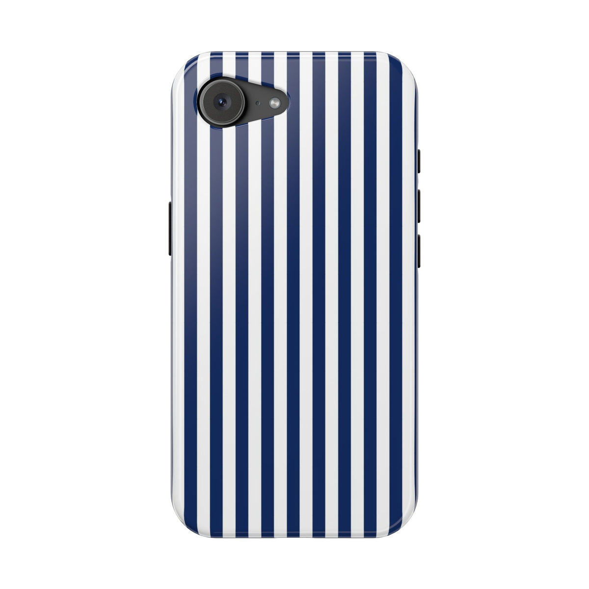 Navy Stripe protective phone case for iPhone 17e, glossy finish