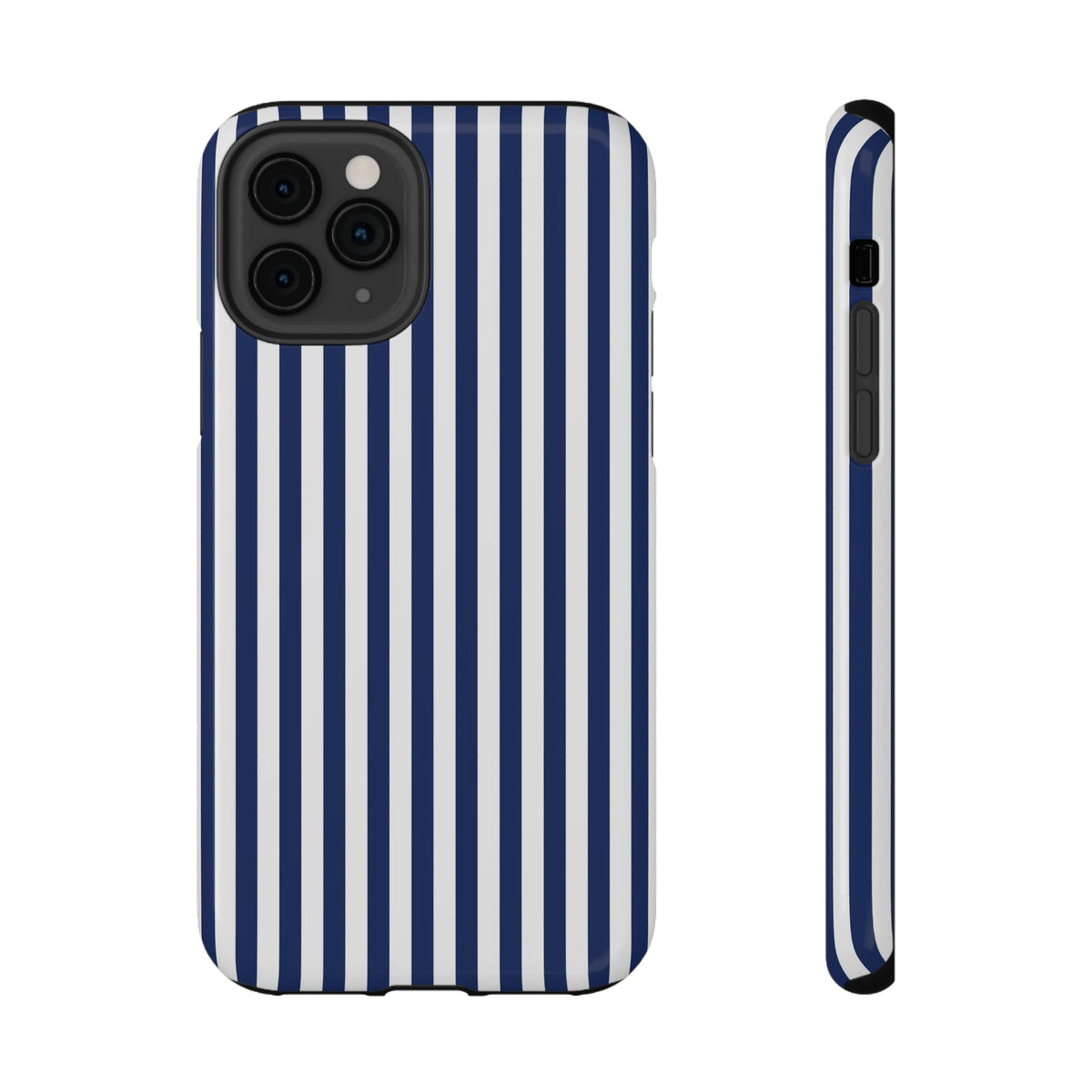 Navy Stripe protective phone case for iPhone 11 Pro, glossy finish