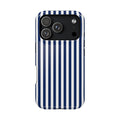 Navy Stripe MagSafe case for iPhone 18 Pro, glossy finish