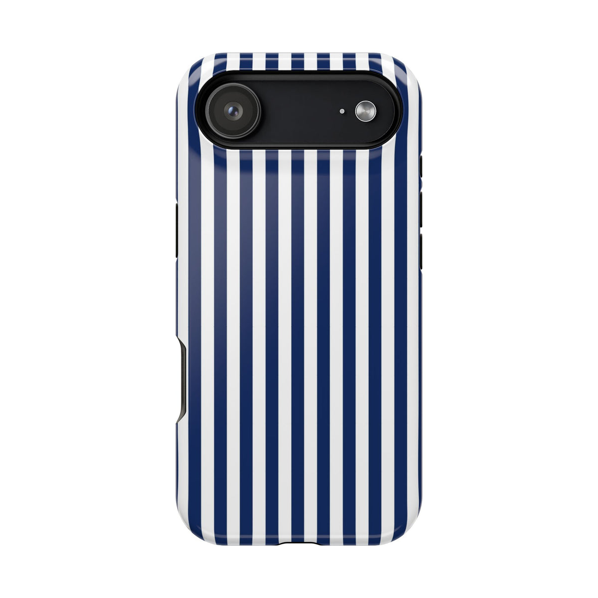 Navy Stripe MagSafe case for iPhone 17 Air, glossy finish