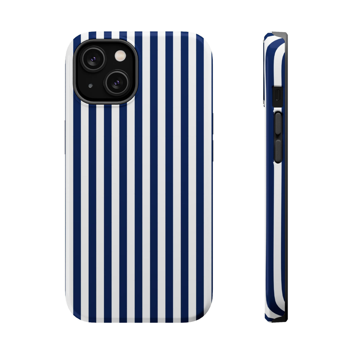 Navy Stripe MagSafe case for iPhone 14, glossy finish