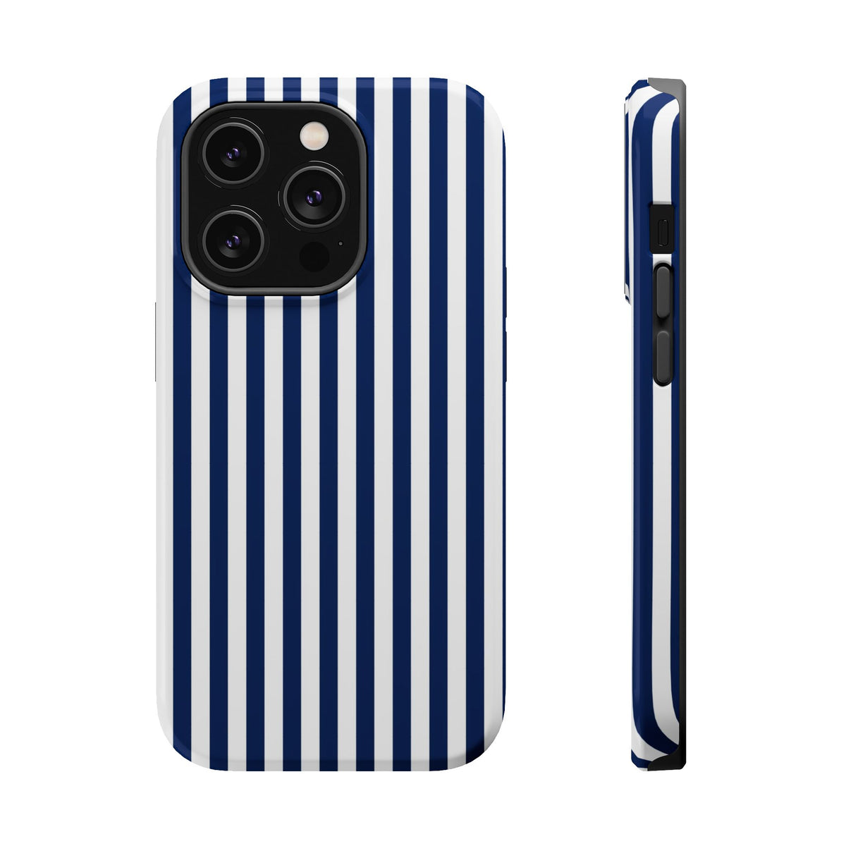 Navy Stripe MagSafe case for iPhone 14 Pro, glossy finish